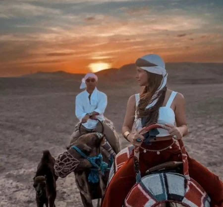 la balade dromadaire àu Desert d'Agafay